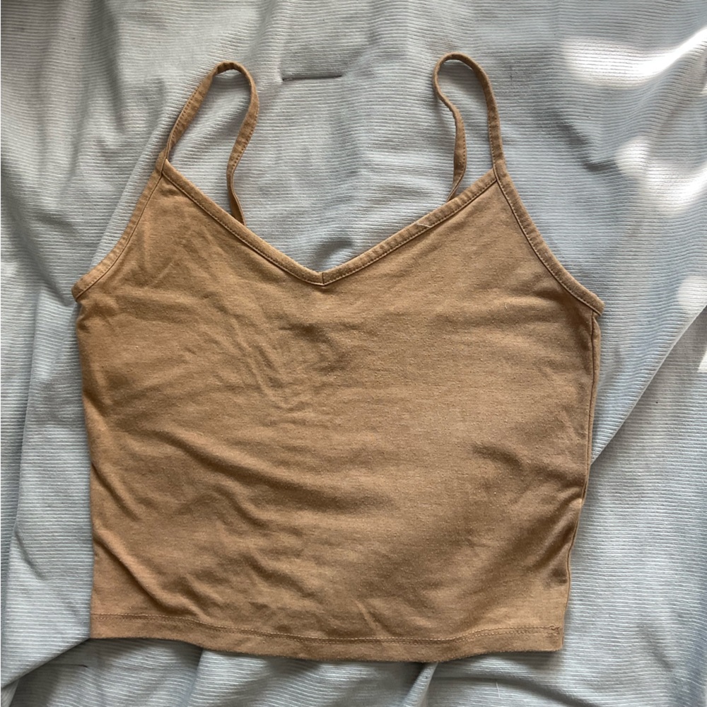 Tan V Neck Spaghetti Strap Crop Top | Forever 21